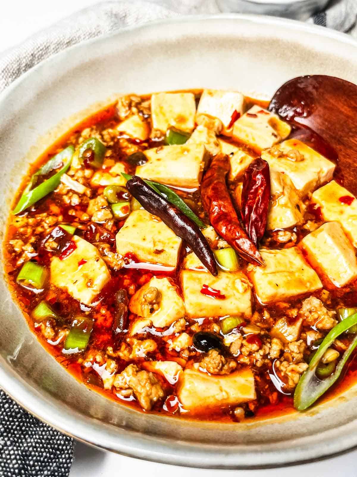 Simple mapo tofu recipe served.