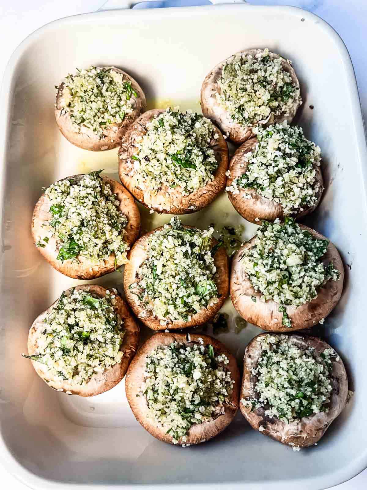 mushrooms in pan.