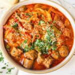 crockpot italian sausage and peppers featured image.