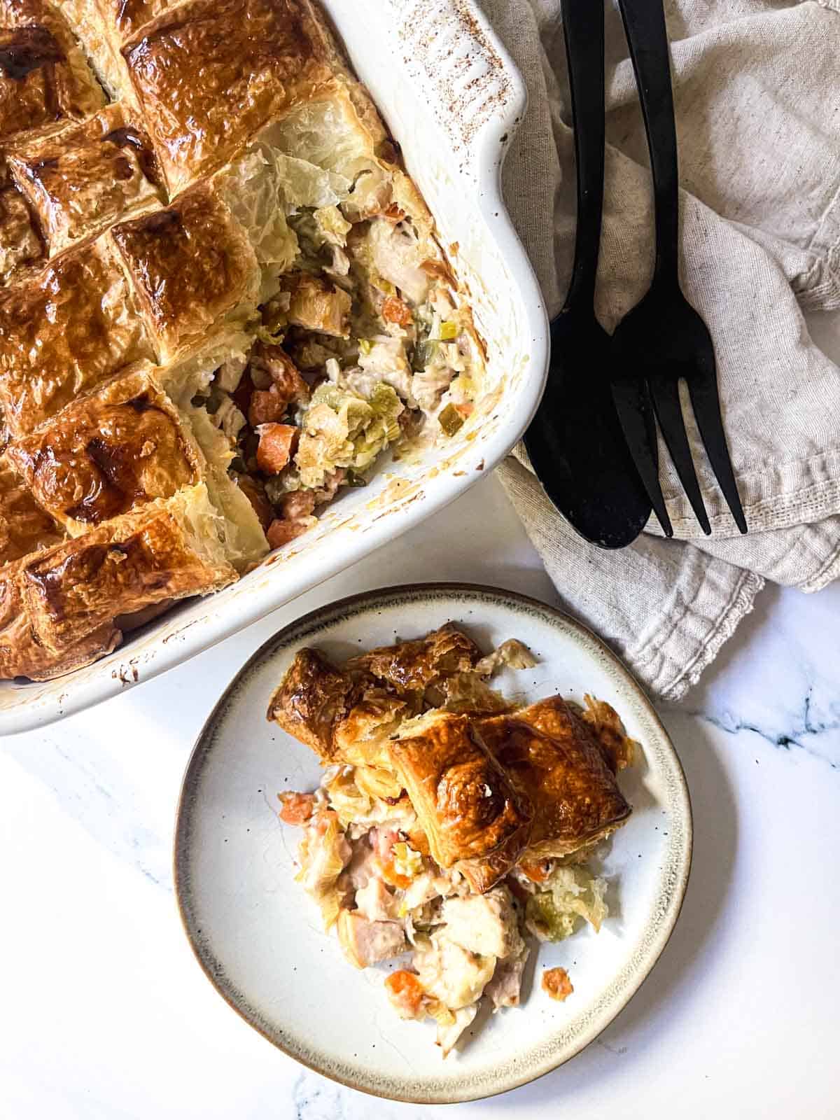 turkey pot pie with puff pastry. 