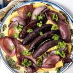 featured image sausages in red wine.