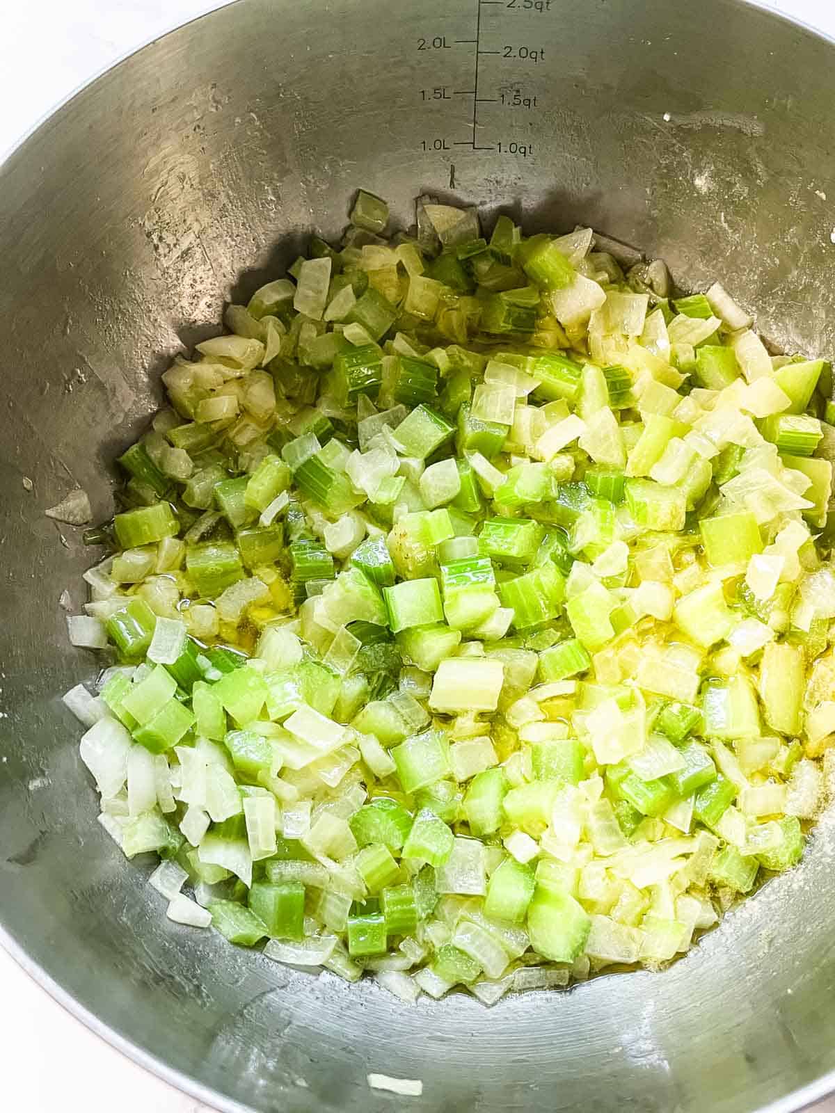 celery and onion in butter.