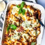Baked rigatoni and sausage featured image.
