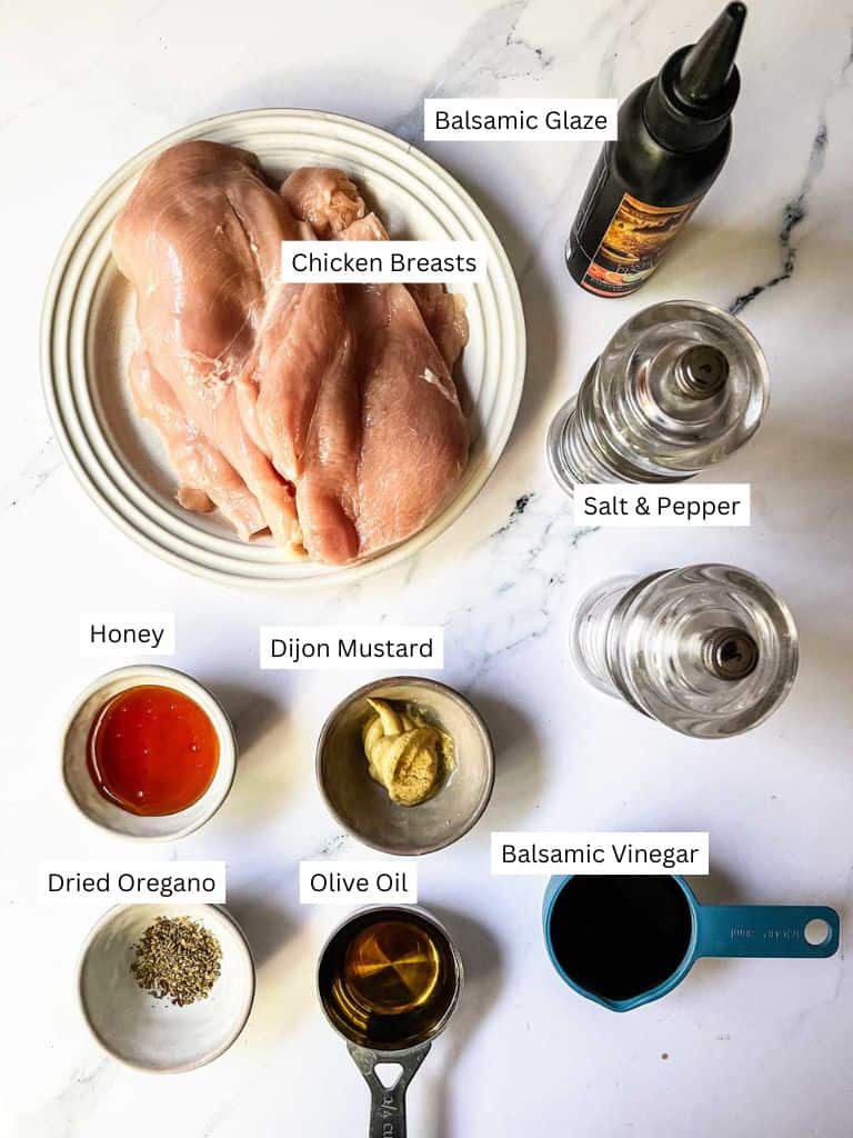Balsamic grilled chicken ingredients.