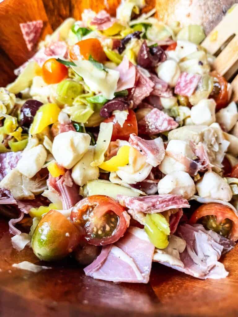 Chopped antipasto salad in a bowl.