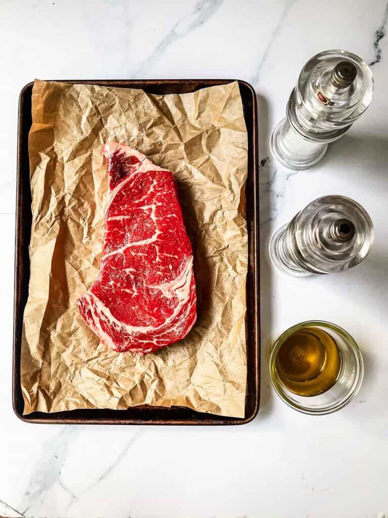 Resting steak before cooking. 
