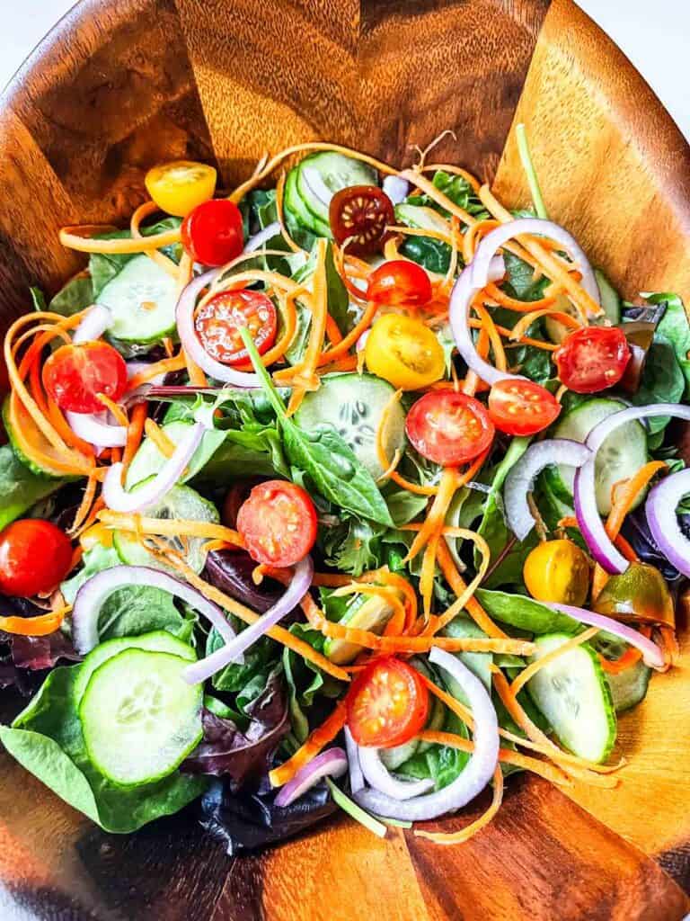 Lettuce with toppings.