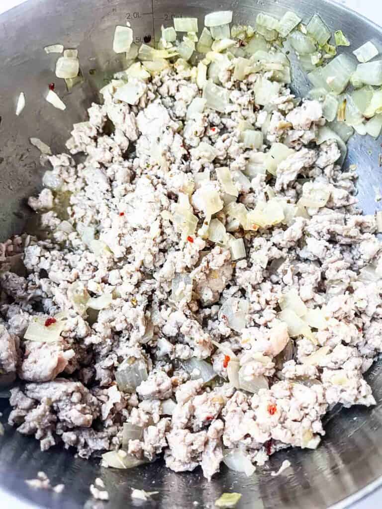 Cooked meat.