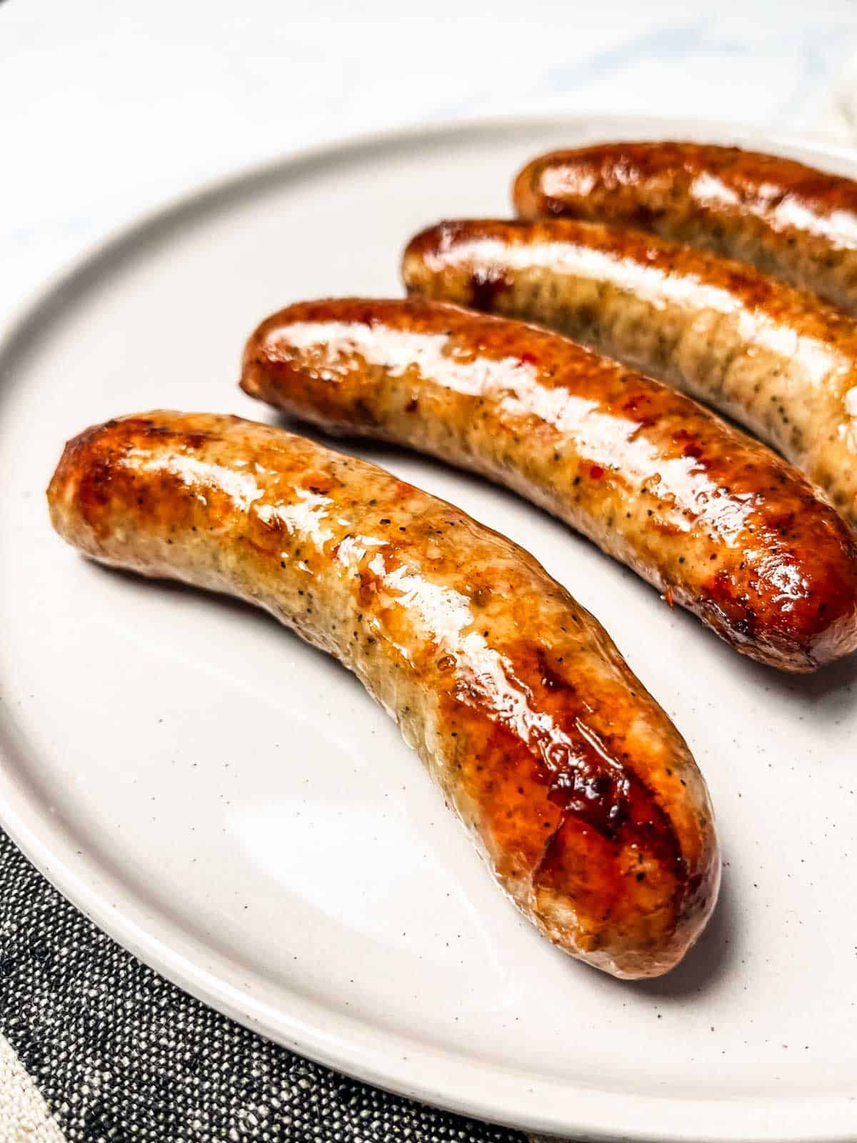 Oven Baked Italian Sausages served.