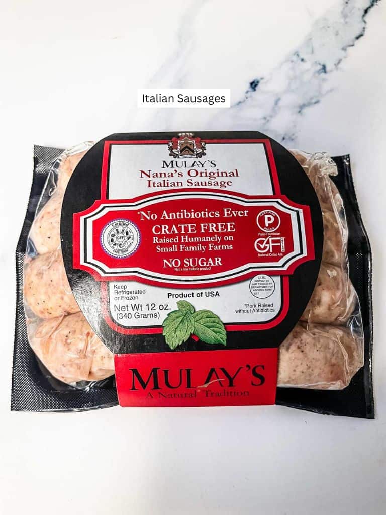 Oven Baked Italian Sausages ingredients. 