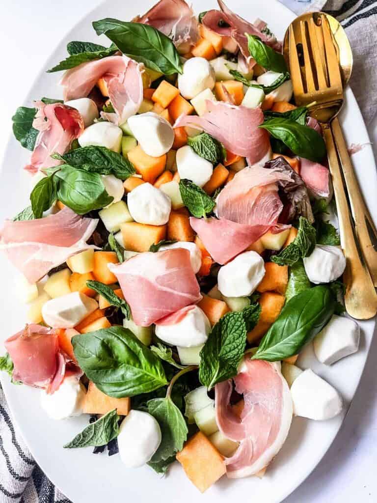 Easy Prosciutto and Melon Salad with Mozzarella - Meghan It Up