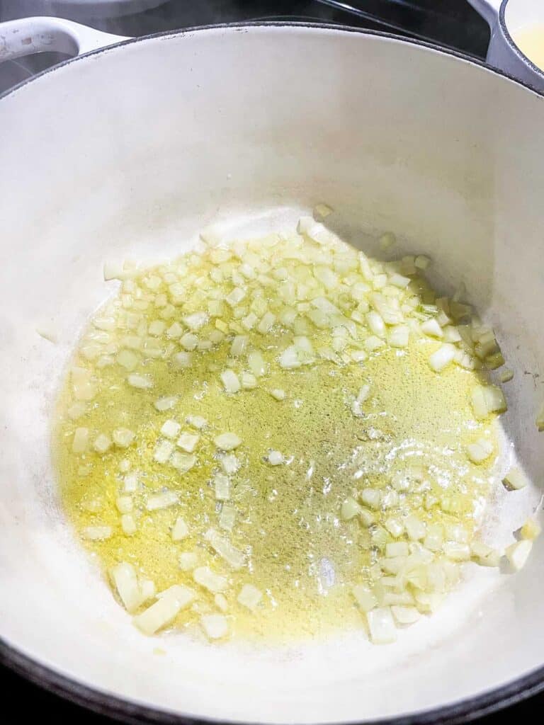 Cooked onions in olive oil.
