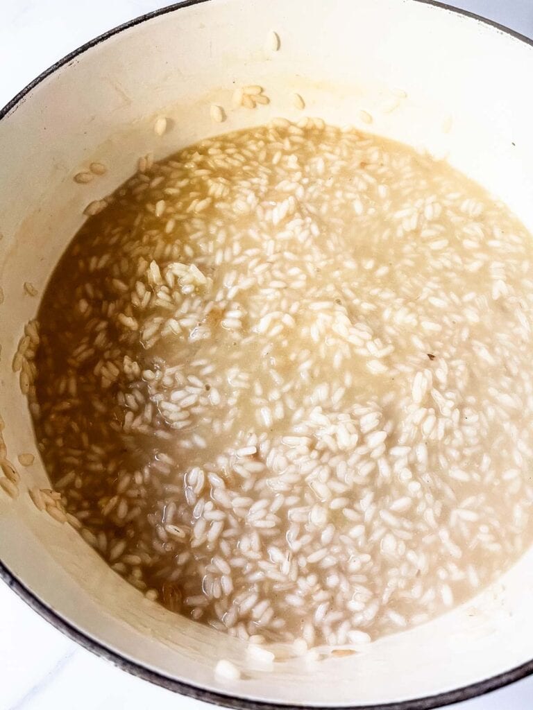 Cooking risotto.