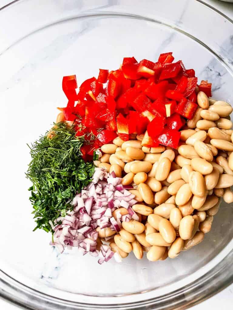 Prepped ingredients in bowl.