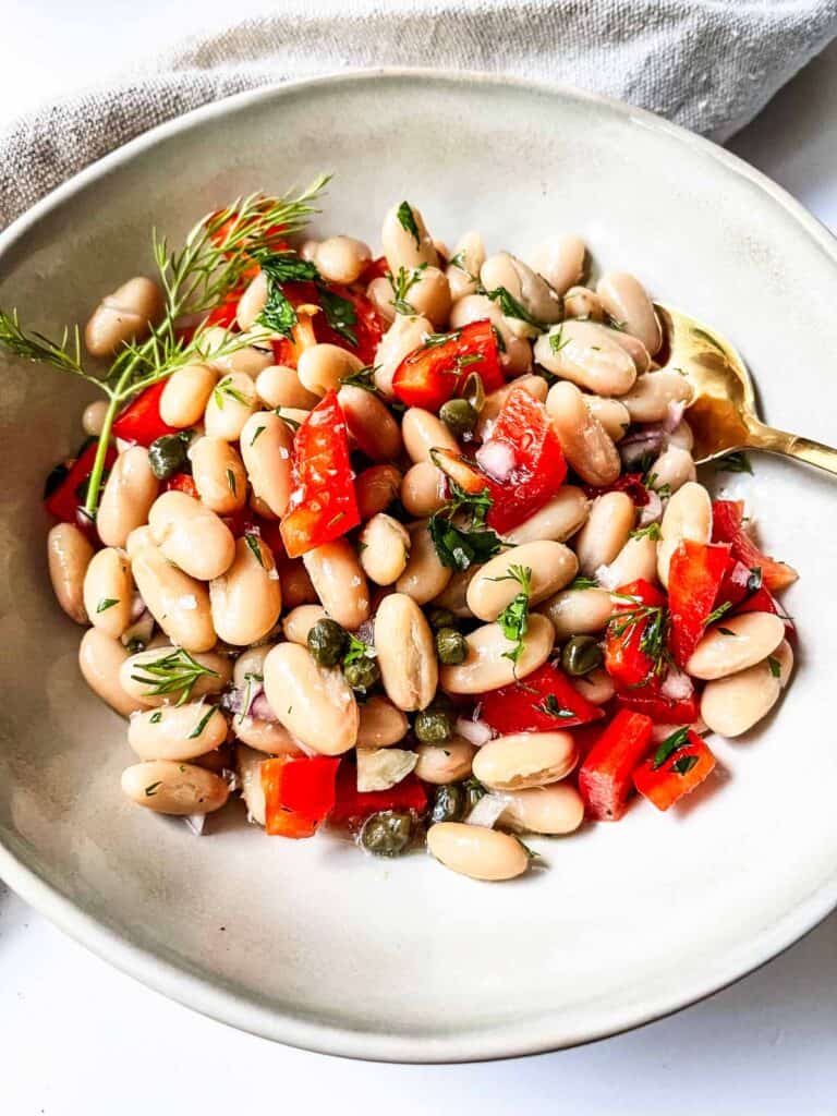 Tuscan Bean Salad served.