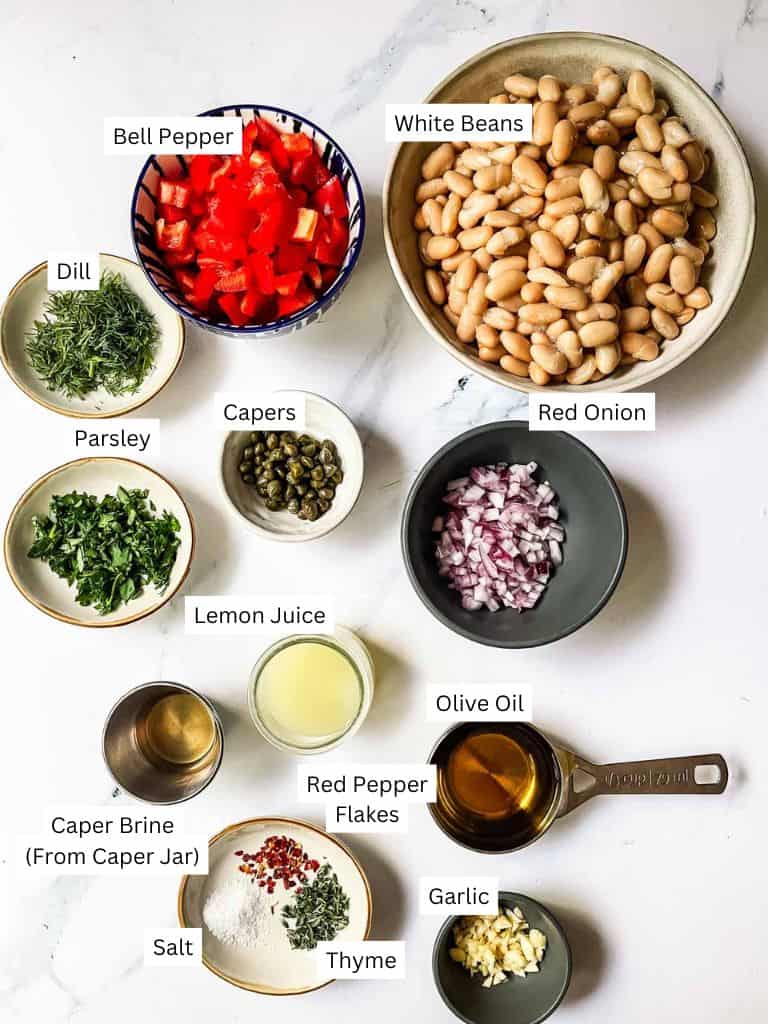 Tuscan Bean Salad ingredients.
