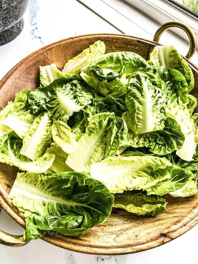 Lettuce cleaned in a bowl.