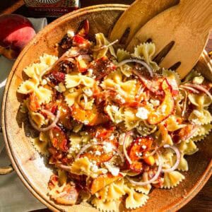 Pasta Salad with Peaches & Bacon featured image.
