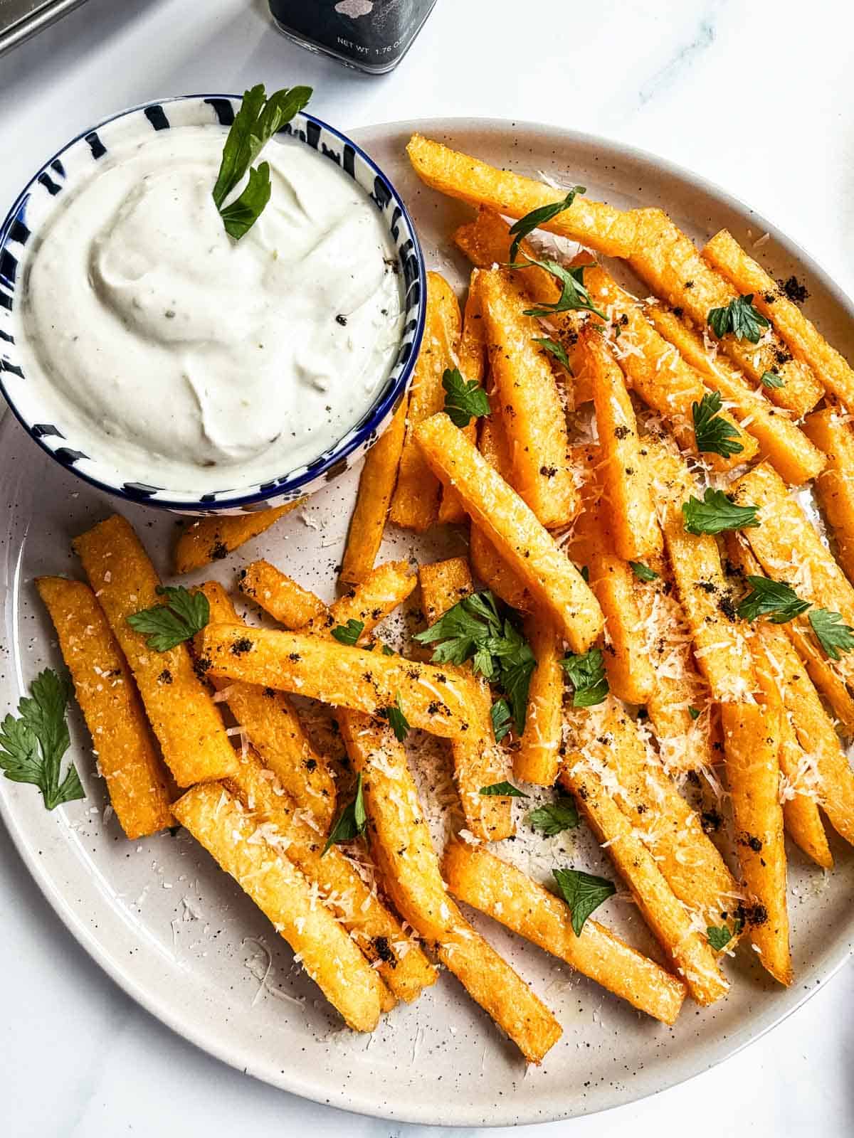 Polenta Fries on a plate. 
