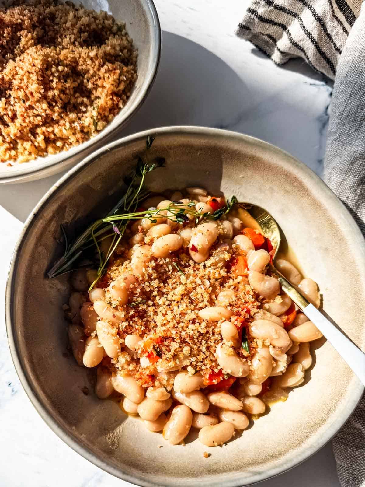 Cannellini Bean Stew in a bowl. 