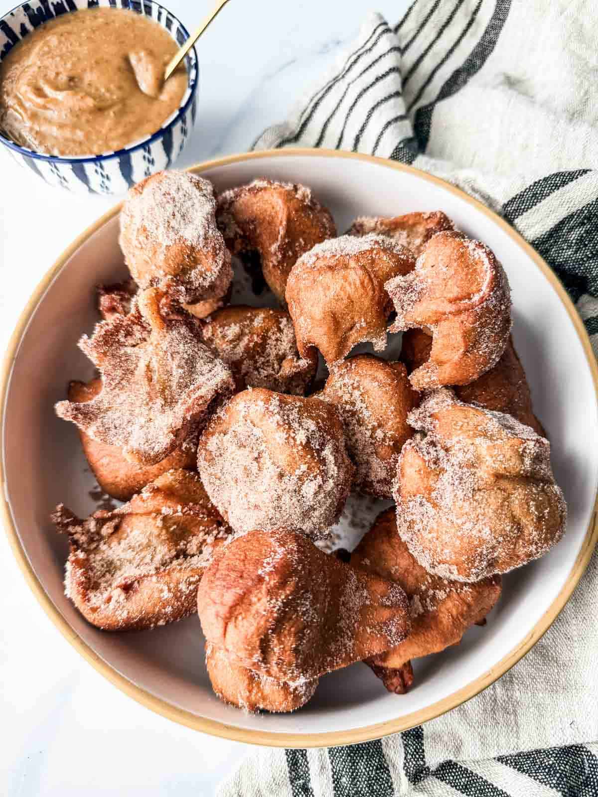 Italian fried dough in a bowl.